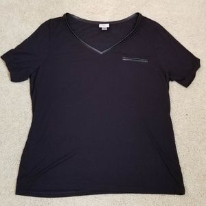 Black Leather Trim Tee